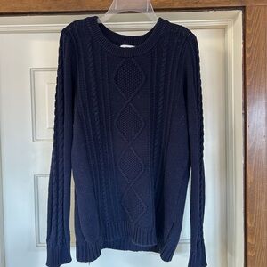 Old Navy Dark Blue Cable Knit Crewneck Sweater
